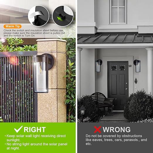 Solar-Wandleuchten Solarbetriebene Decklichter, Automatisches Ein/Aus Wasserdichte Solar-Außenlichter Wandmontage Solar-Dekorationslichter für Wandzaun Patio-Pfosten Garten Veranda
