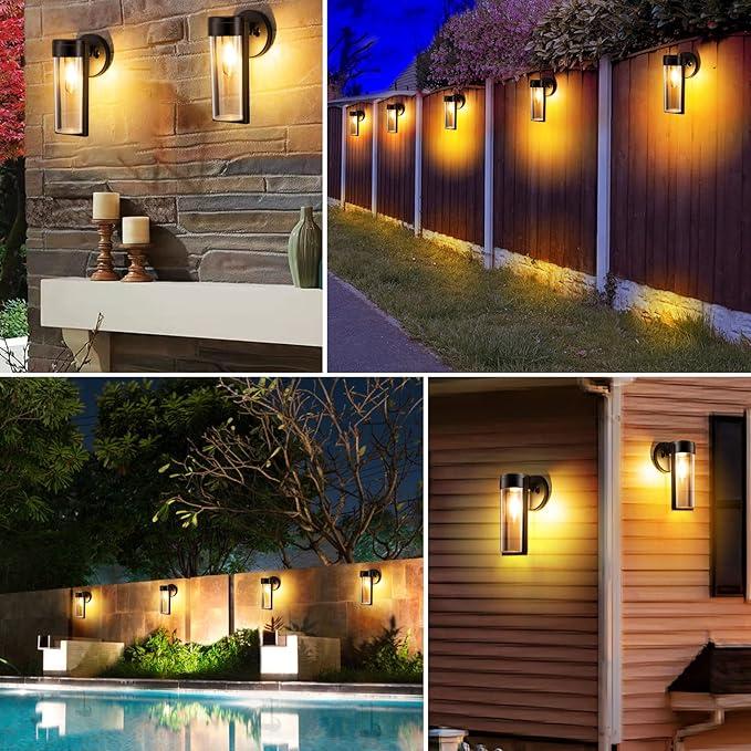 Solar-Wandleuchten Solarbetriebene Decklichter, Automatisches Ein/Aus Wasserdichte Solar-Außenlichter Wandmontage Solar-Dekorationslichter für Wandzaun Patio-Pfosten Garten Veranda