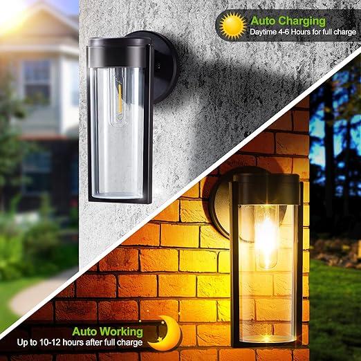 Solar-Wandleuchten Solarbetriebene Decklichter, Automatisches Ein/Aus Wasserdichte Solar-Außenlichter Wandmontage Solar-Dekorationslichter für Wandzaun Patio-Pfosten Garten Veranda