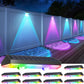 Solarzaunlichter Außen warmweiß & RGB wechselnde Solar Decklichter, LED Solarlichter für Außen Wand Geländer Terrasse Treppe Schritt Garten Hinterhof