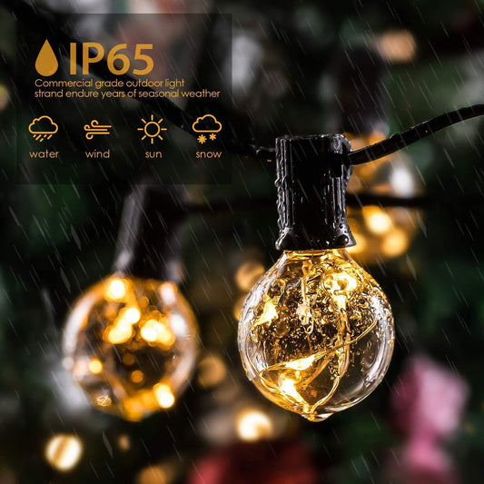 LED Außen-Lichterkette 35 FT G40 Patio-Lichterkette Verlinkbar Dimmbar Wasserdicht Dekorative Beleuchtung mit Fernbedienung für Garten Hochzeitsfeier Dekorationen