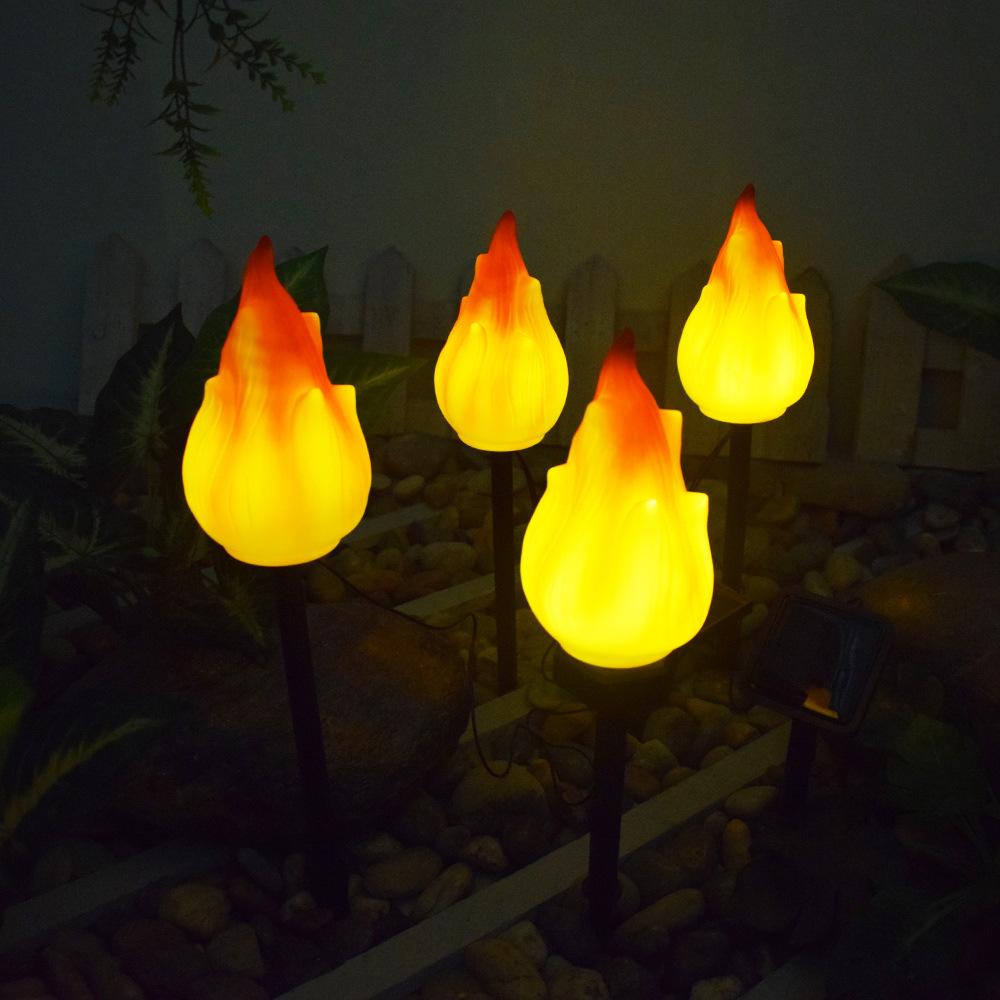 Solar-Außenlichter mit flackernder Flamme, Solarlichter für außen, wasserdichte LED-Flammenfackeln, Solar-Außenlichter für Camping Garten Landschaft Patio Weg Außendekoration