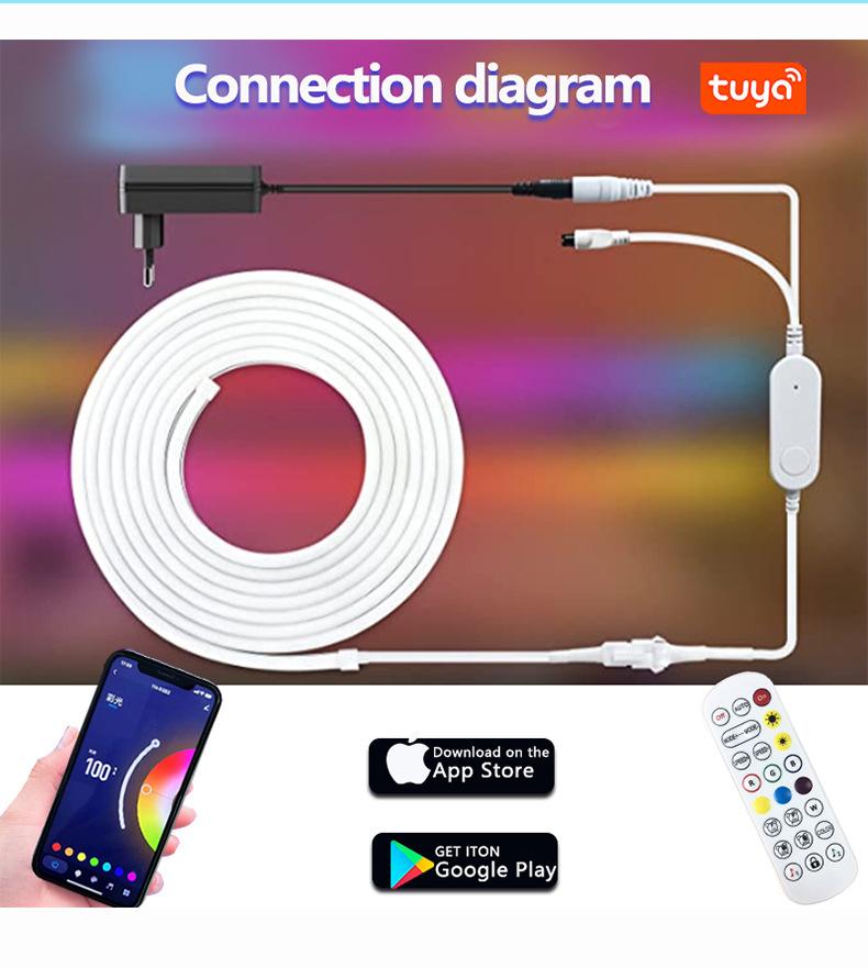 Neon LED Streifenlicht, RGB+IC LED flexible Seillicht mit Fernbedienung & APP & Sprachsteuerung, IP65 wasserdicht, Innen- und Außenbereich Dekoration