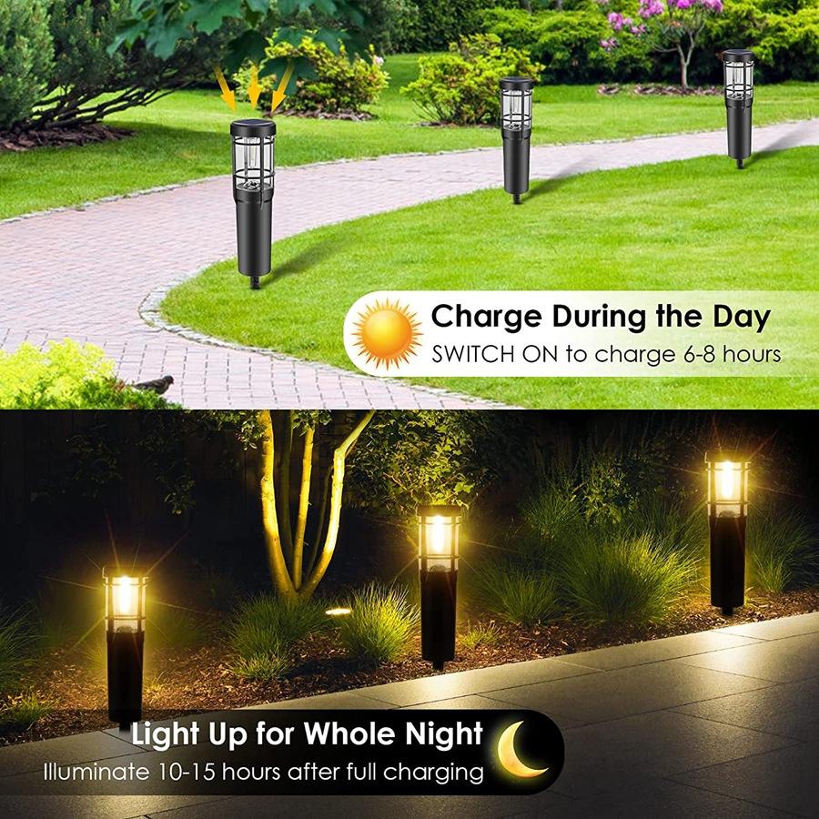 Solar-Weglichter, Solar-Außenlichter bis zu 14 Std. Außen wasserdicht, IP65 wasserdichte Solar-Gartenlichter für Pfade Weg Gehweg