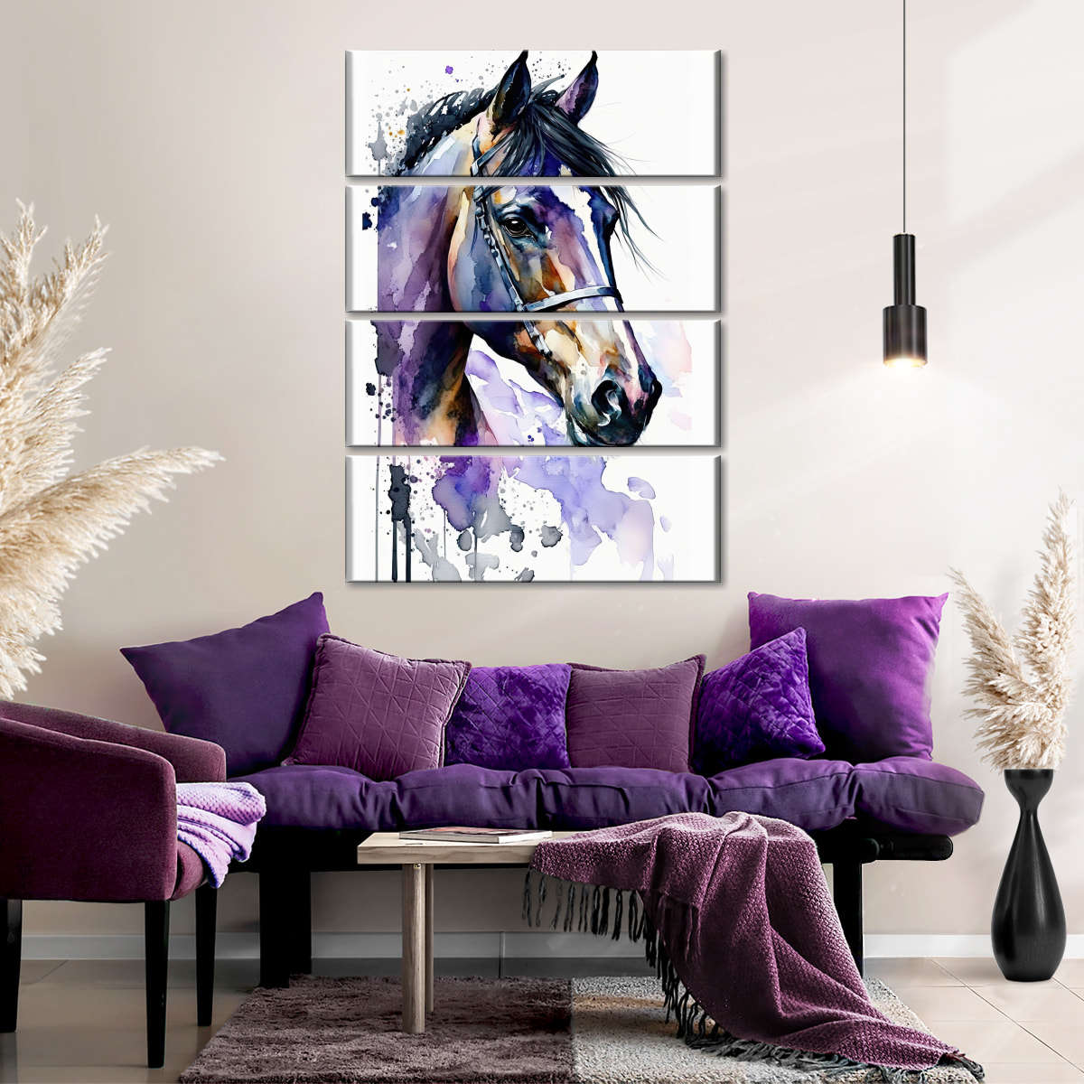 Frendorf | Lila Pferd Aquarell Wandkunst