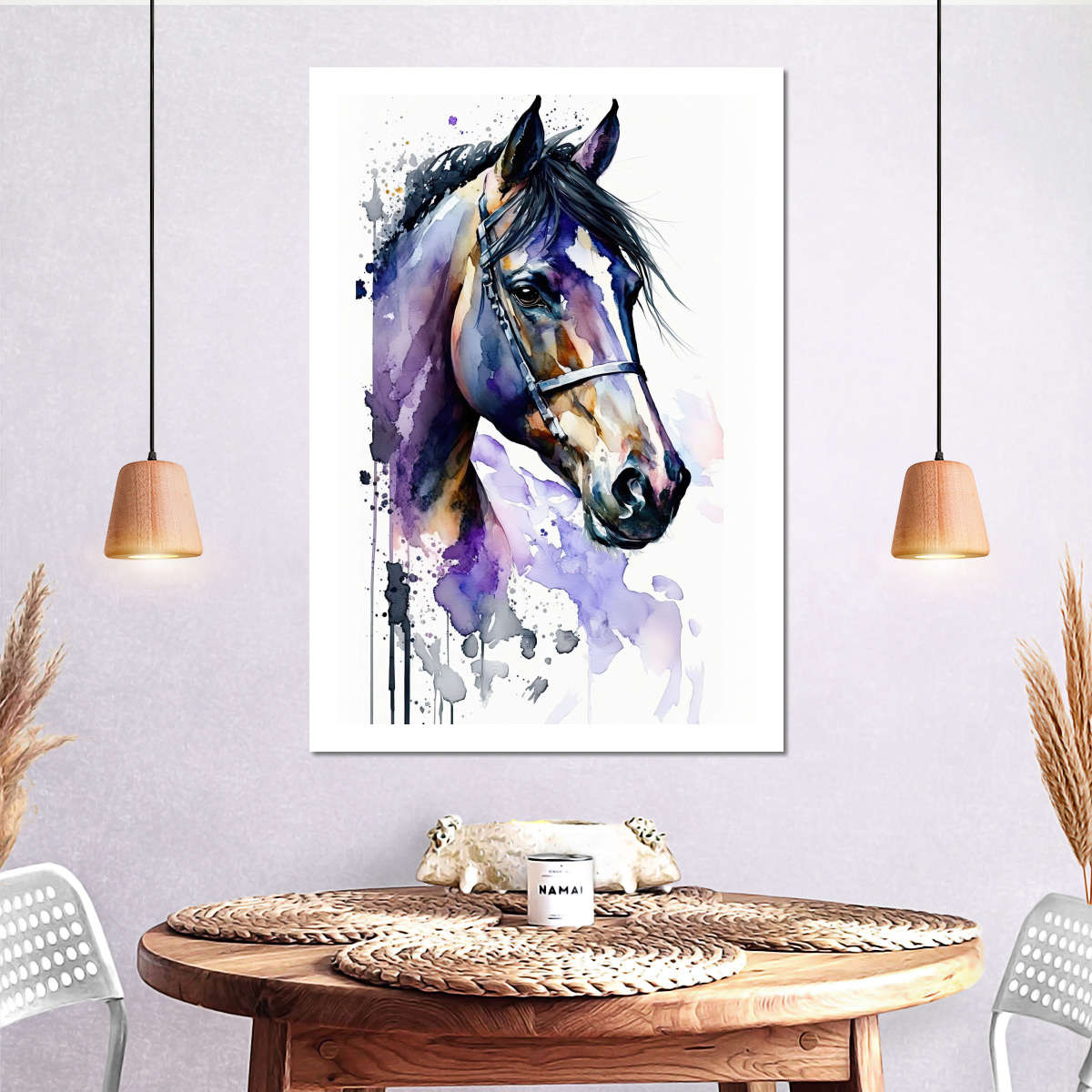 Frendorf | Lila Pferd Aquarell Wandkunst