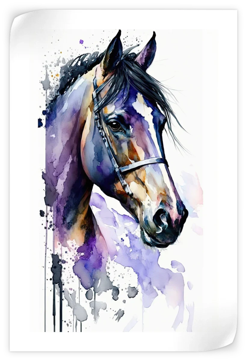 Frendorf | Lila Pferd Aquarell Wandkunst