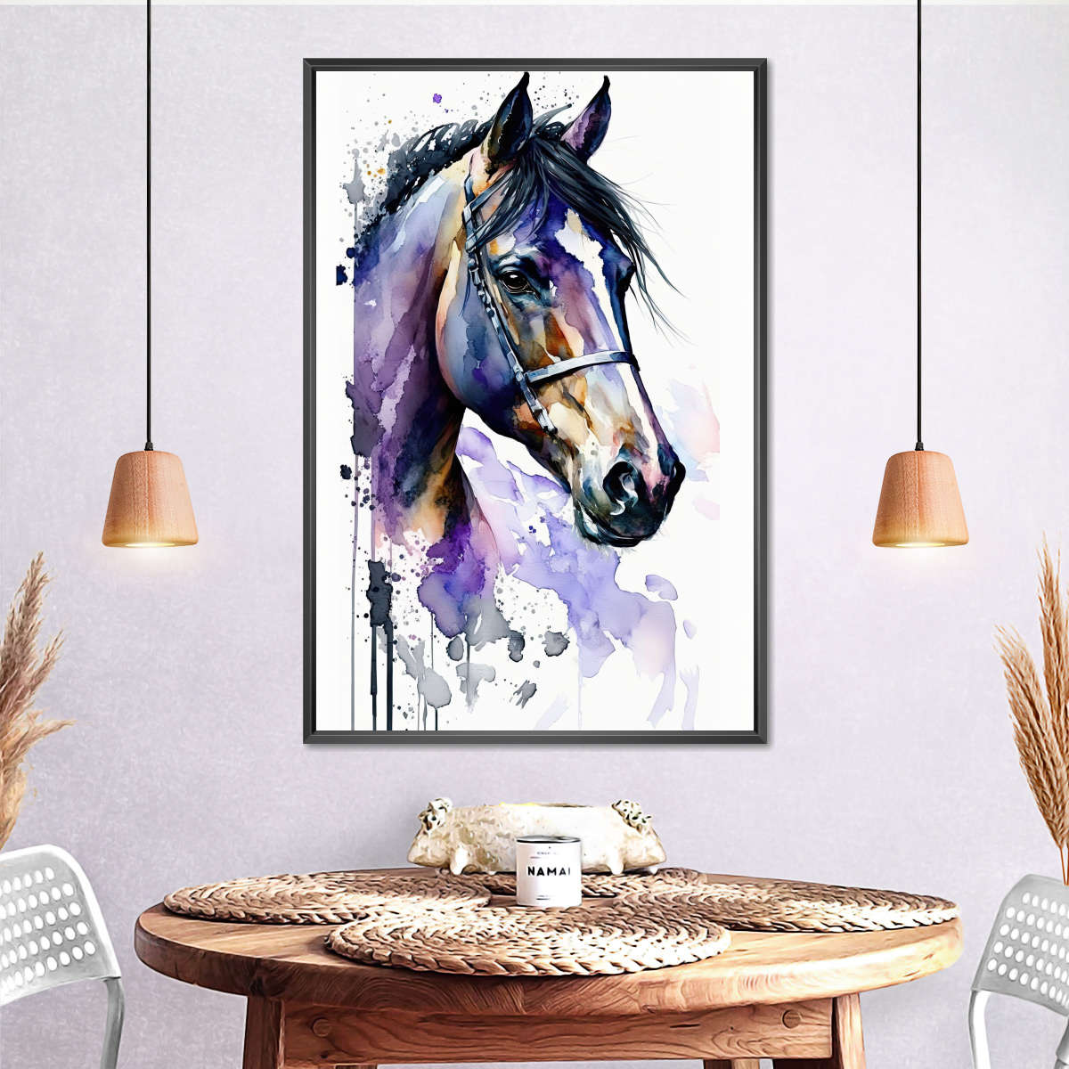 Frendorf | Lila Pferd Aquarell Wandkunst