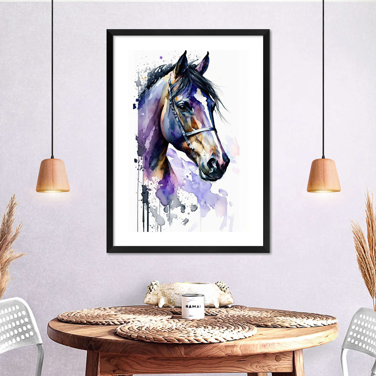 Frendorf | Lila Pferd Aquarell Wandkunst