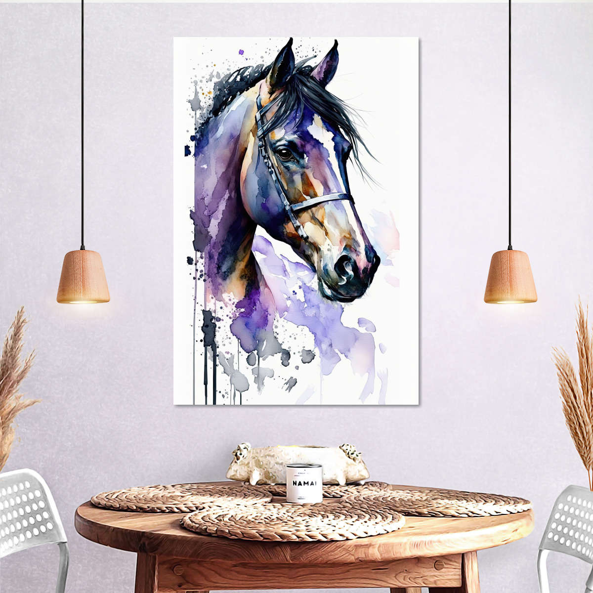 Frendorf | Lila Pferd Aquarell Wandkunst