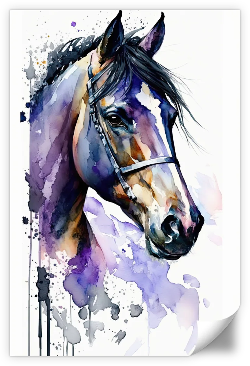 Frendorf | Lila Pferd Aquarell Wandkunst