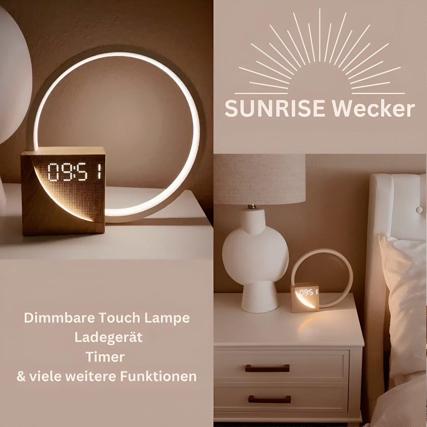 Frendorf | Smart Snooze – Sonnenaufgangs-Simulationswecker mit dimmbarem Touch-Lampe & beruhigenden Klängen