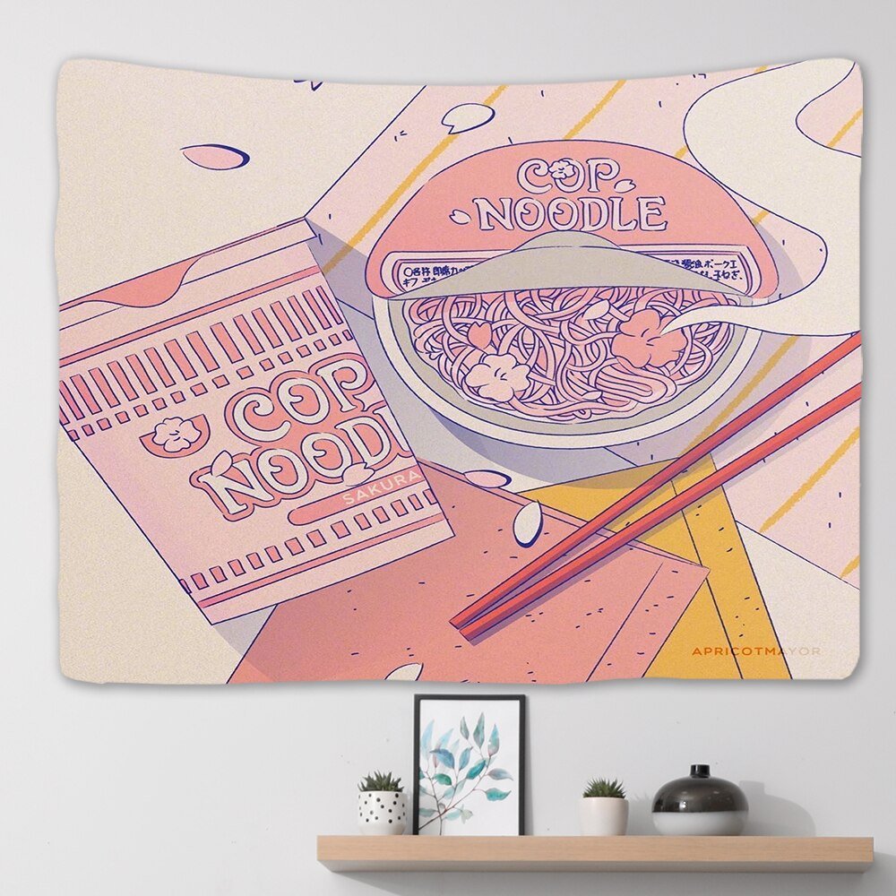 Kawaii Pink Anime Snack Wandteppich - Großes Wandbild für Schlafzimmer, Wohnheimzimmer und ästhetische Hintergrunddekoration