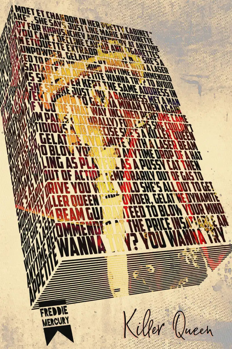 Frendorf | Killer Queen - Songtext Buch Wandkunst