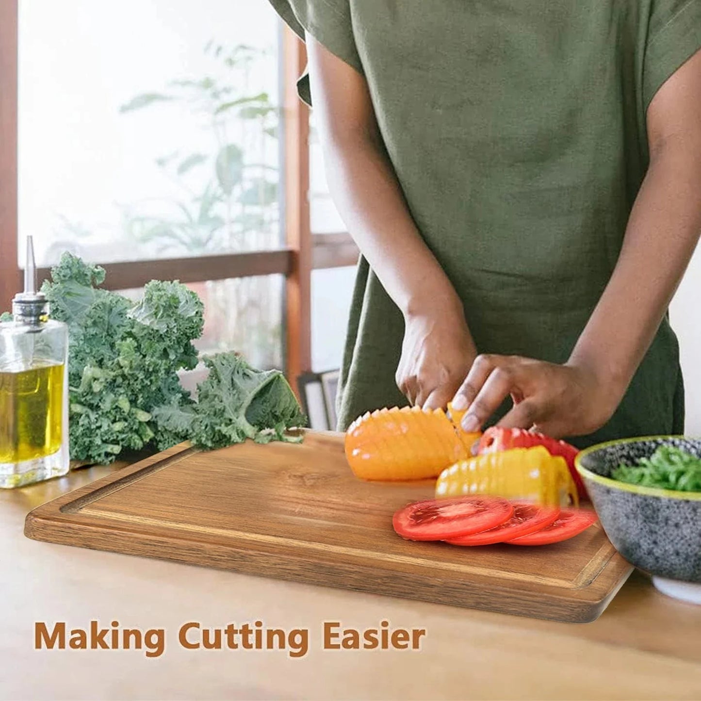 Frendorf | Küchen Schneidebrett mit Saftmulde & Griffloch für Fleisch