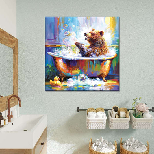 Frendorf | Glücklicher Bär in Badewanne Wandkunst