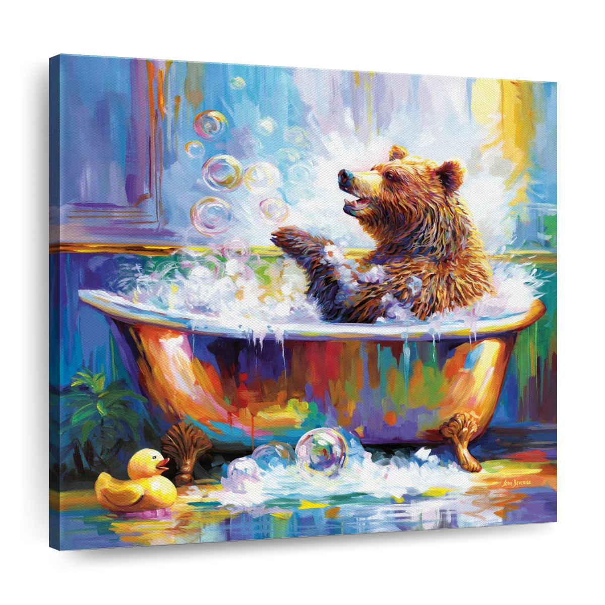 Frendorf | Glücklicher Bär in Badewanne Wandkunst