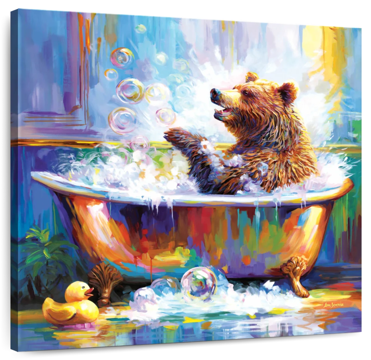 Frendorf | Glücklicher Bär in Badewanne Wandkunst