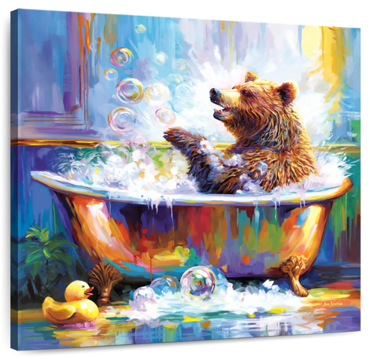 Frendorf | Glücklicher Bär in Badewanne Wandkunst