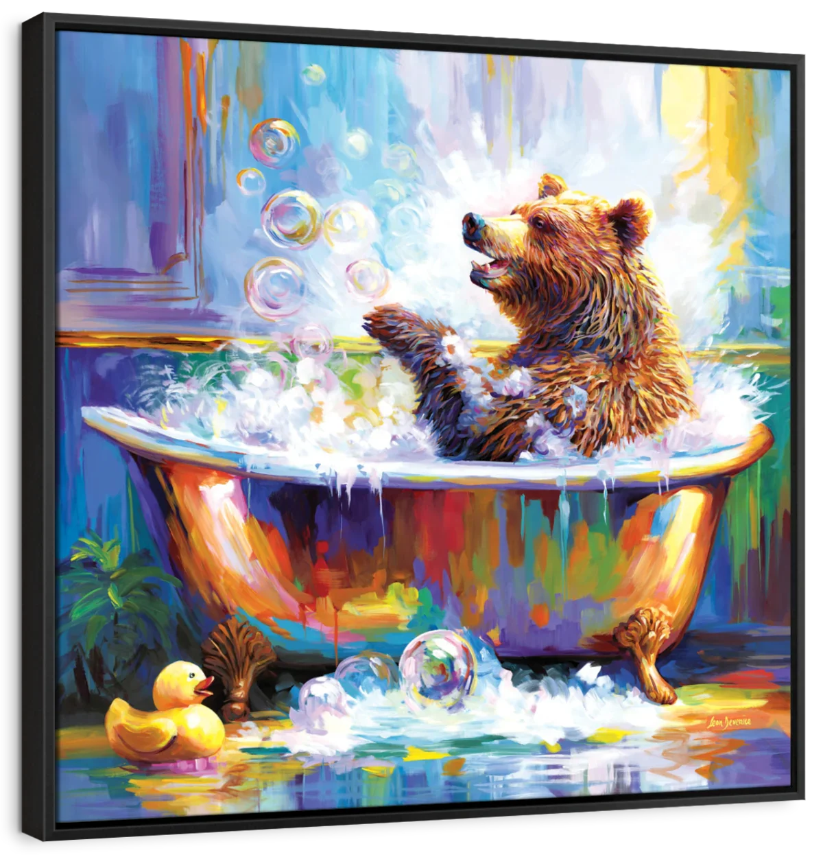 Frendorf | Glücklicher Bär in Badewanne Wandkunst