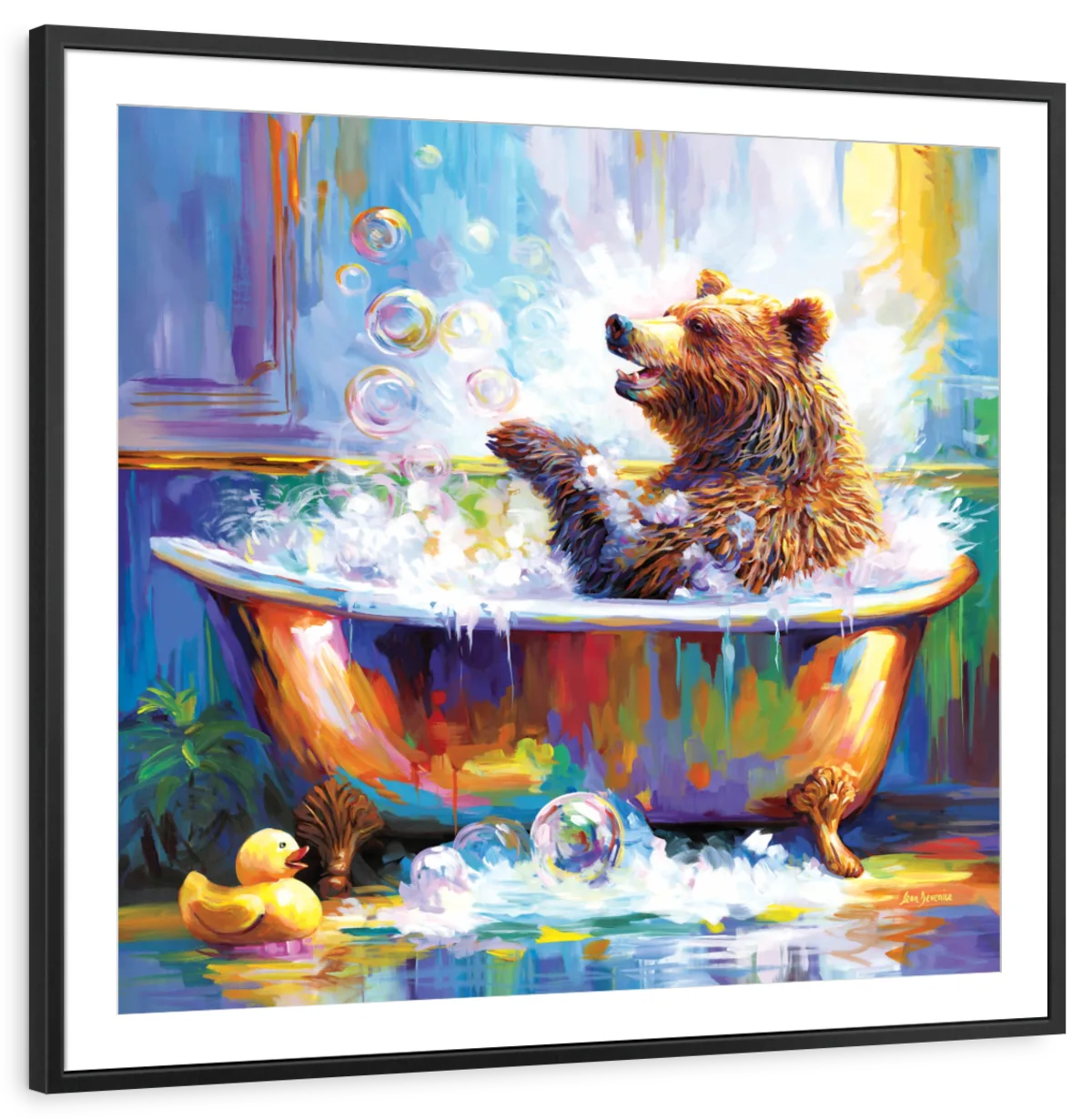 Frendorf | Glücklicher Bär in Badewanne Wandkunst
