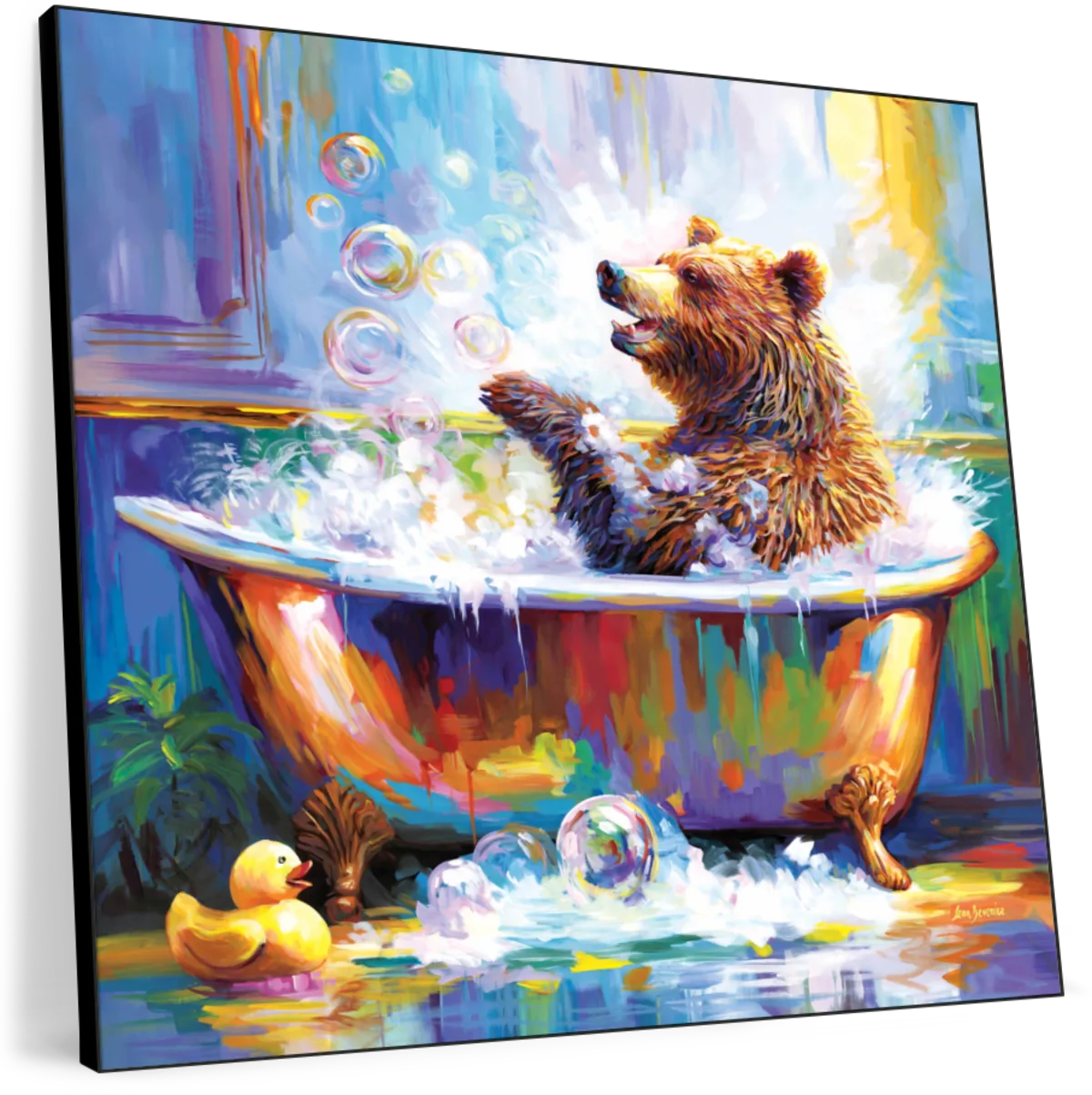 Frendorf | Glücklicher Bär in Badewanne Wandkunst
