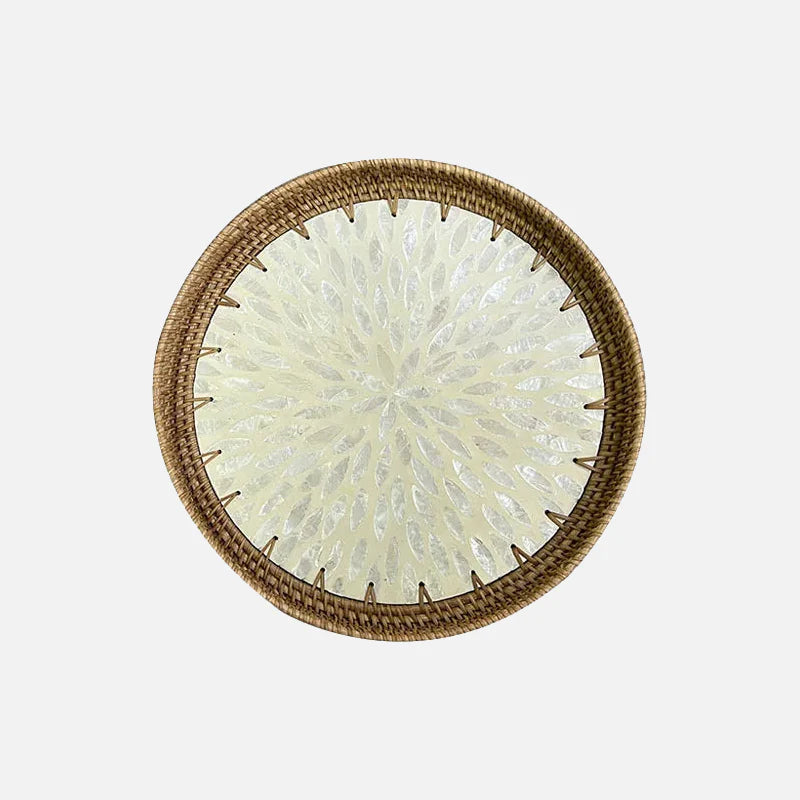 Lotusblatt Rattan & Muschel Obstkorb Tablett