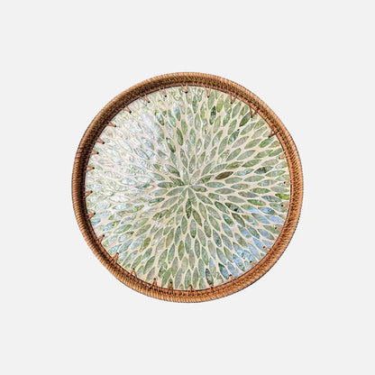 Lotusblatt Rattan & Muschel Obstkorb Tablett