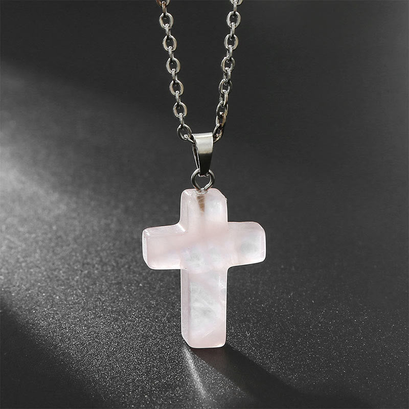 Frendorf | Halskette mit Kreuz aus natürlichen Edelsteinen – Seraphina