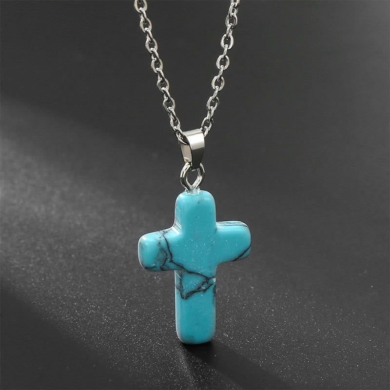Frendorf | Halskette mit Kreuz aus natürlichen Edelsteinen – Seraphina