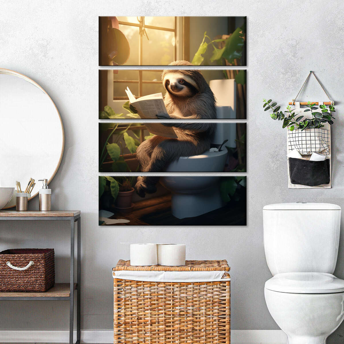 Frendorf | Faultier Toiletten Zeitung Wandkunst