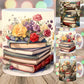 Frendorf | 3D Künstlerisch Schöne Florale Bücher Kaffeetasse - Geschenk für Bücherliebhaber