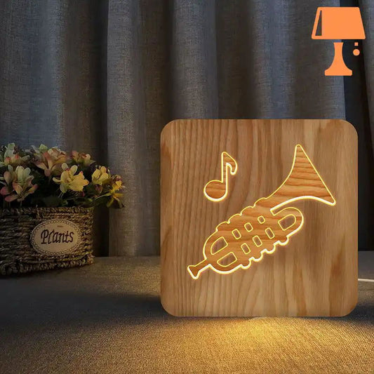 Frendorf | TrumpHarmony – Holz-Trompetenlampe für Musikliebhaber