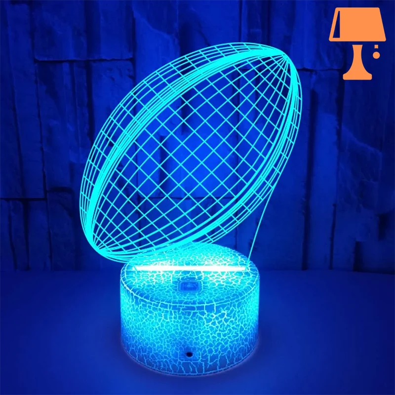 Frendorf | RugbyGlow – Dynamische 3D Illusions-Rugbyballlampe mit fernbedienbaren Farben