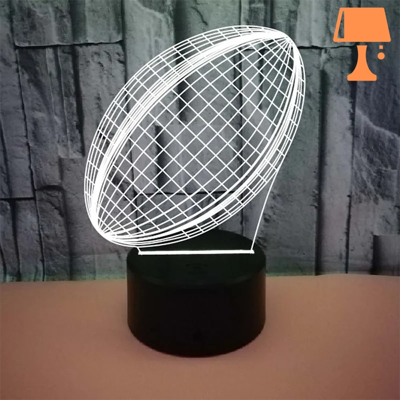 Frendorf | RugbyGlow – Dynamische 3D Illusions-Rugbyballlampe mit fernbedienbaren Farben