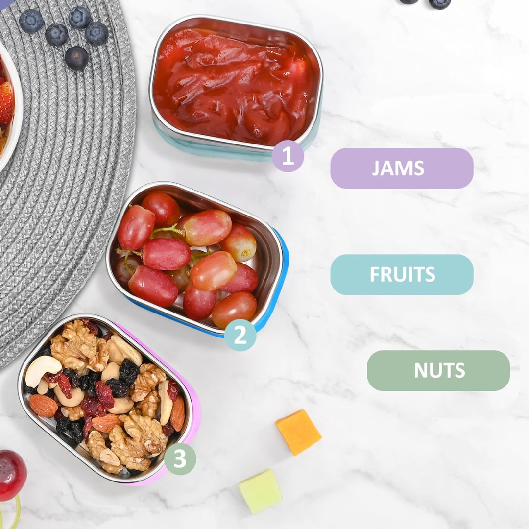 Frendorf | Auslaufsichere Edelstahl-Snackbehälter mit Silikondeckel - 250 ml