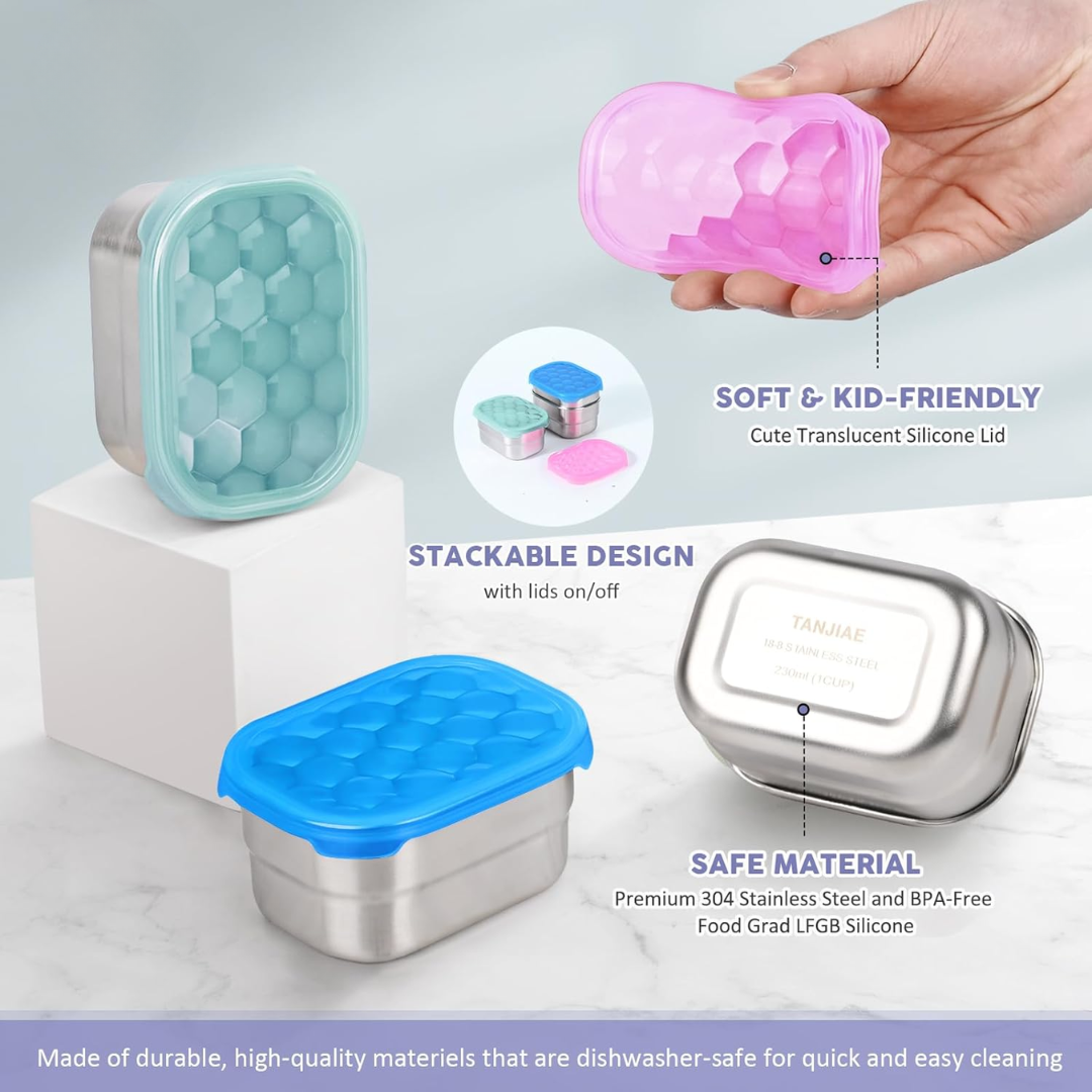 Frendorf | Auslaufsichere Edelstahl-Snackbehälter mit Silikondeckel - 250 ml