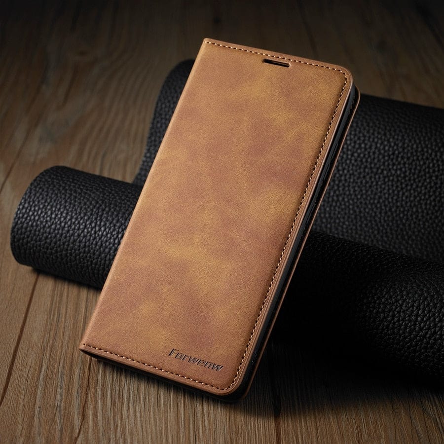 Frendorf | Lederhülle für iPhone 15 mit Brieftaschenformat | Magnetische Klapphülle mit Kartenfächern