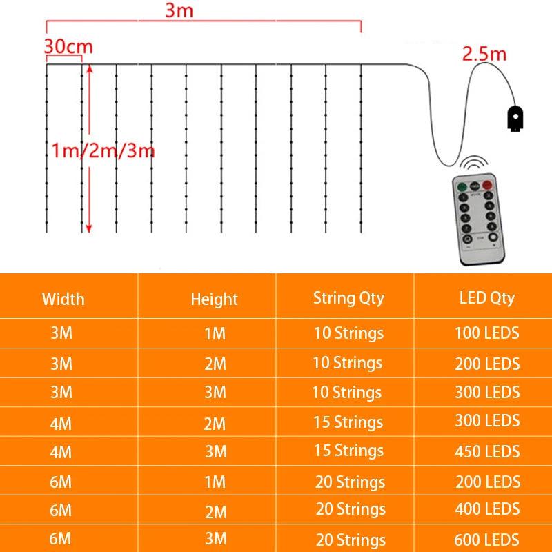 LED Vorhang Lichterkette Weihnachtsgirlande Lichterketten