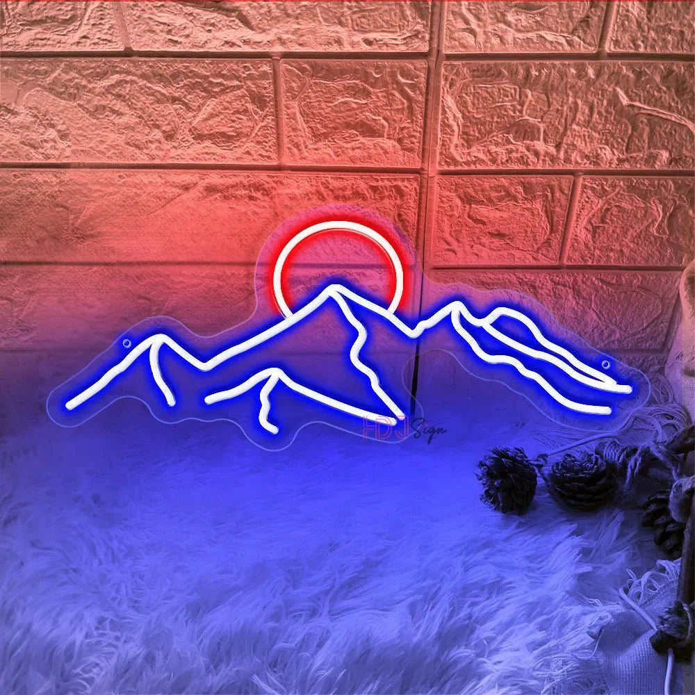 LED Berg & Sonne Neon Lichtzeichen