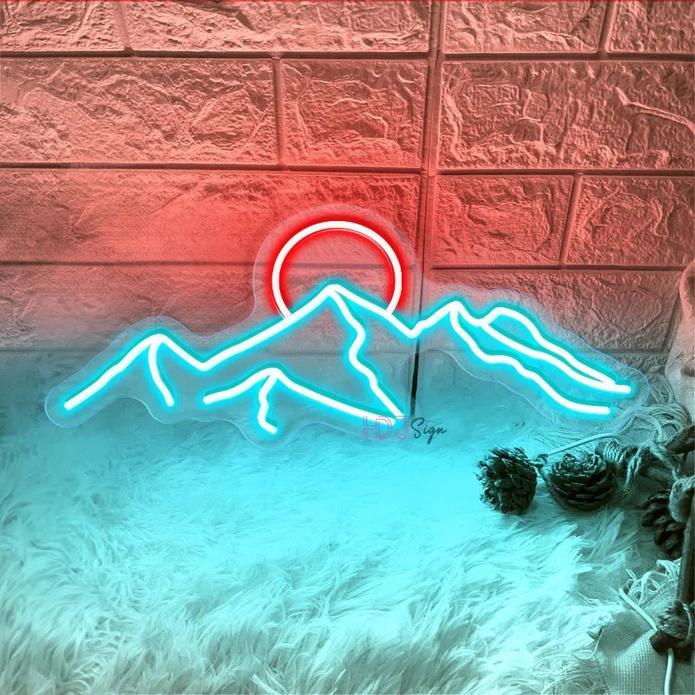 LED Berg & Sonne Neon Lichtzeichen