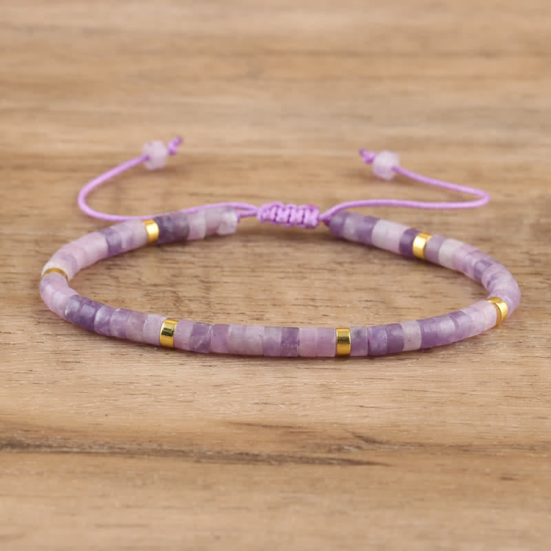 Frendorf | Geflochtenes Armband mit 2,4 mm Naturstein-Rollern – Seraphina