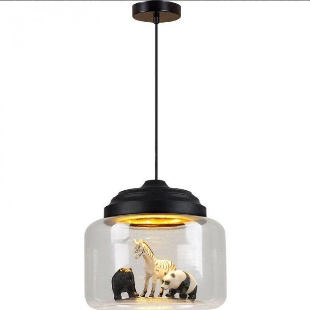 Kleiner Zoo | Hängelampe mit Glasschirm