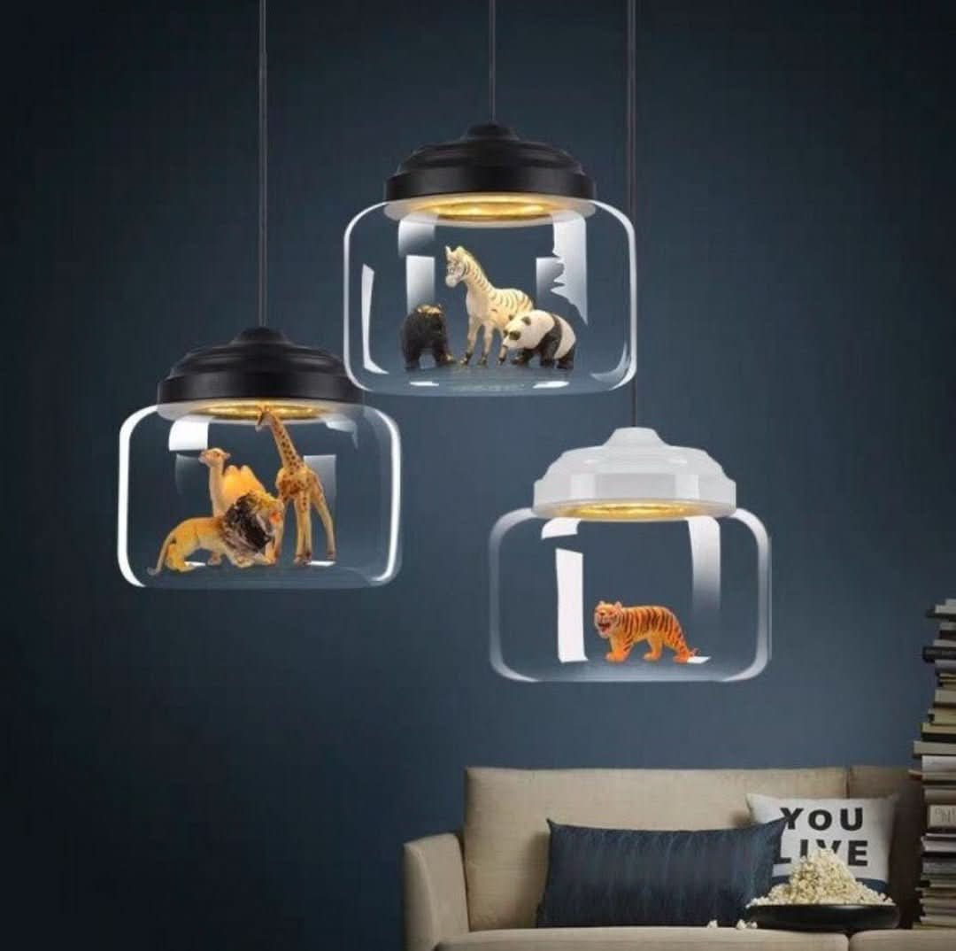 Kleiner Zoo | Hängelampe mit Glasschirm