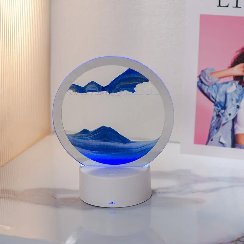Frendorf | LumenFlow Quicksand 3D USB Tischlampe | Nachtlicht mit Touch-Schalter | 7 Farben
