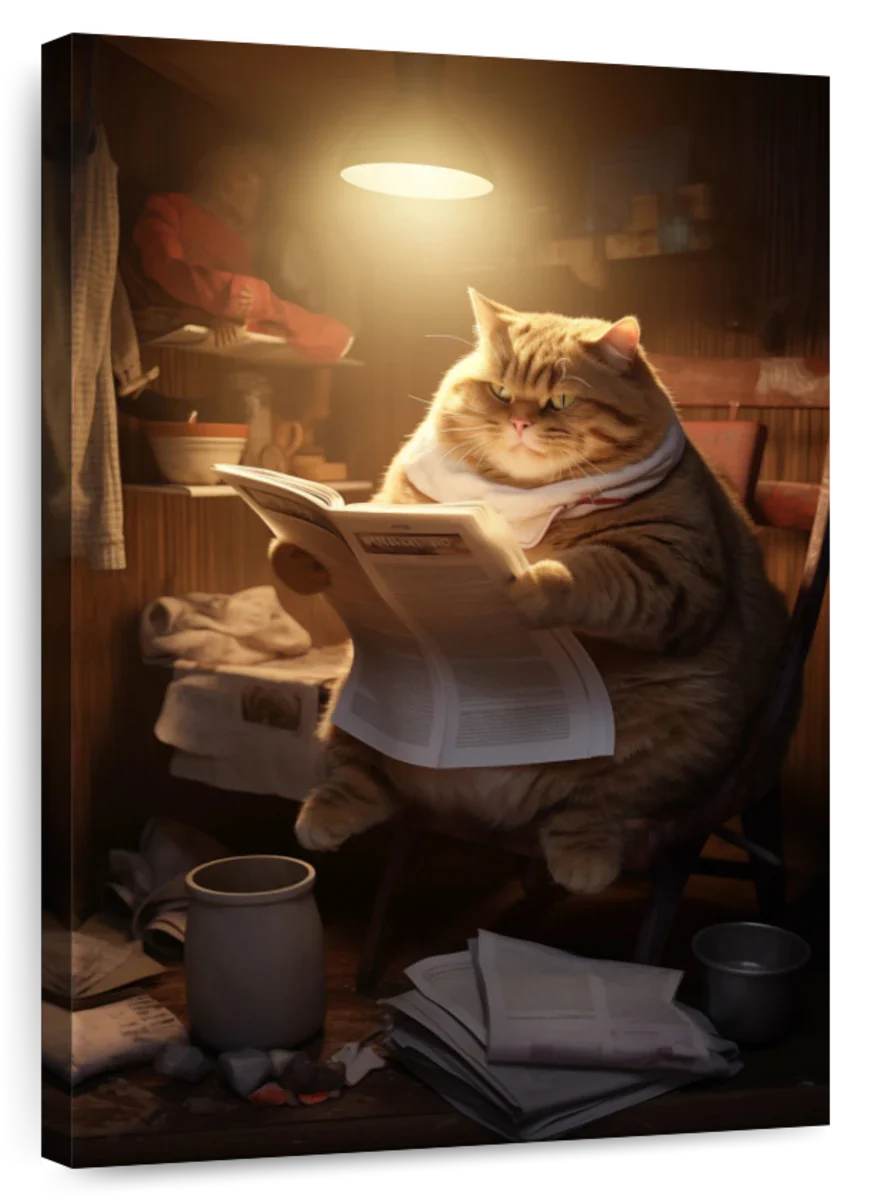Frendorf | Fette faule Katze lesende Wandkunst