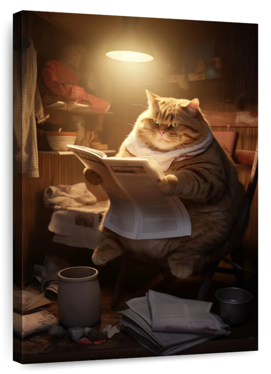 Frendorf | Fette faule Katze lesende Wandkunst
