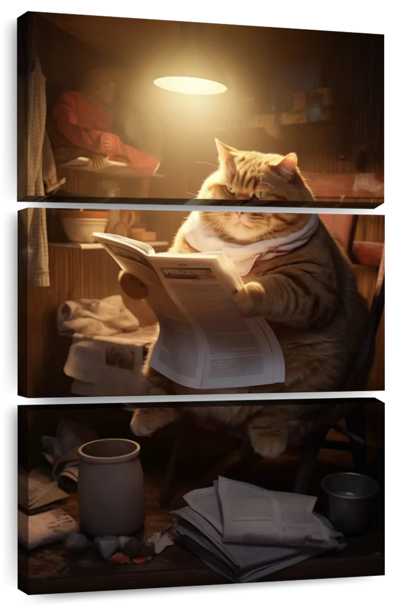 Frendorf | Fette faule Katze lesende Wandkunst