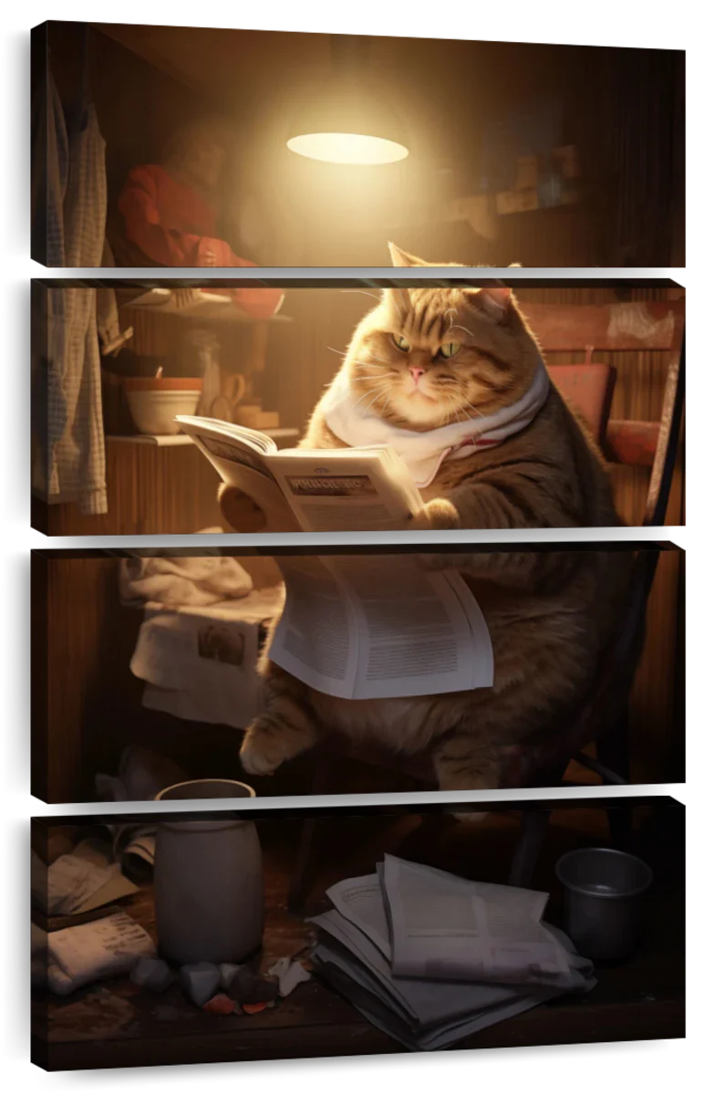 Frendorf | Fette faule Katze lesende Wandkunst