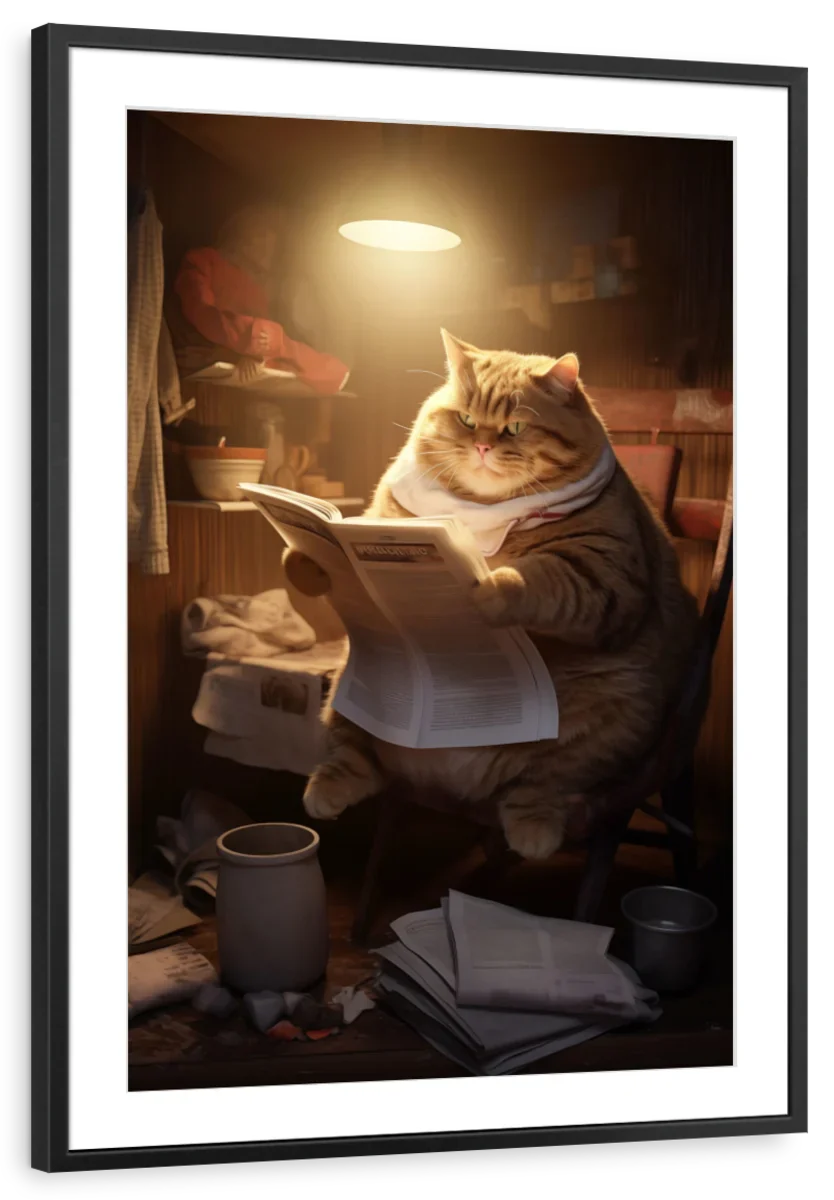 Frendorf | Fette faule Katze lesende Wandkunst